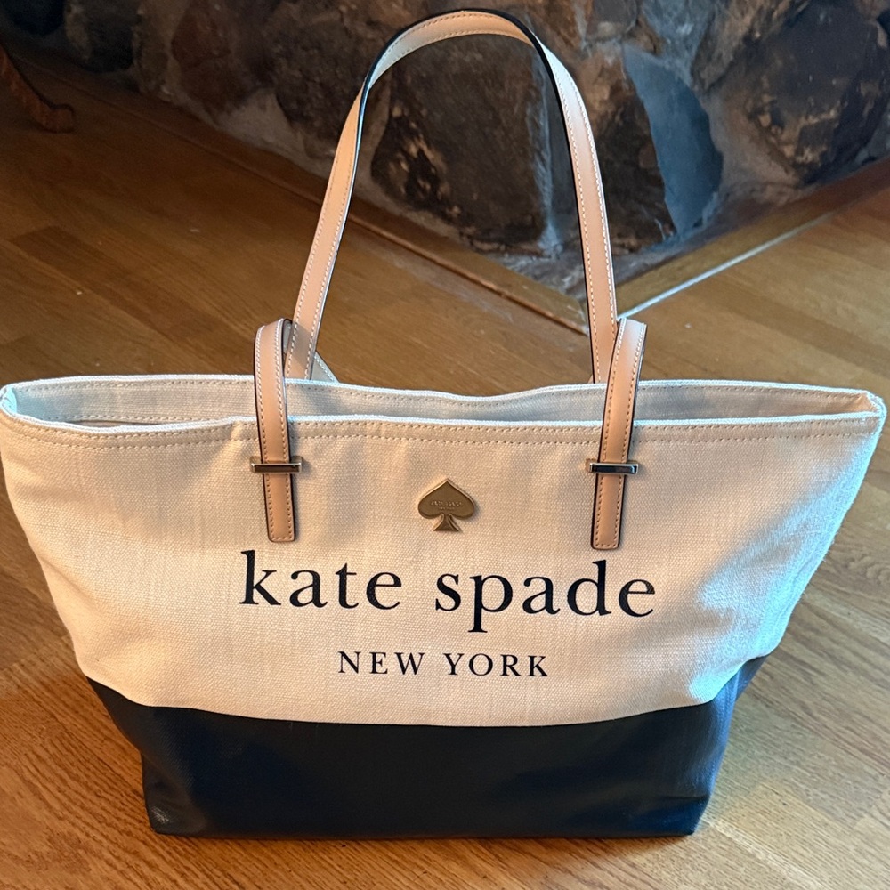 Kate Spade Black and Cream Canvas Tote